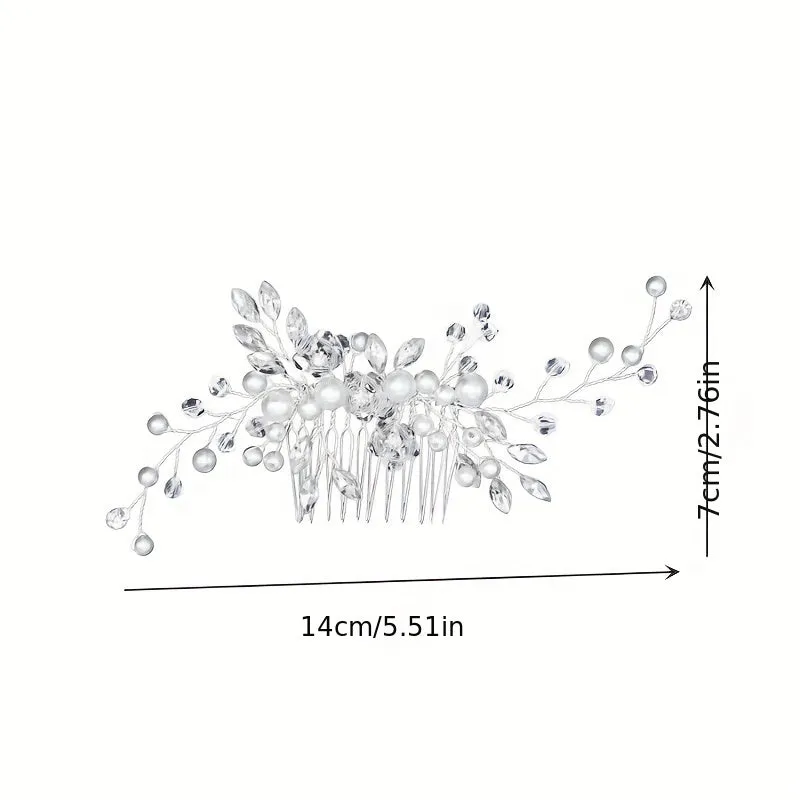 Silvery Faux Pearl Rhinestone Wedding Hair Combs Bridal Hair Accessories Elegant Hair Ornaments Jewelry Headpiece