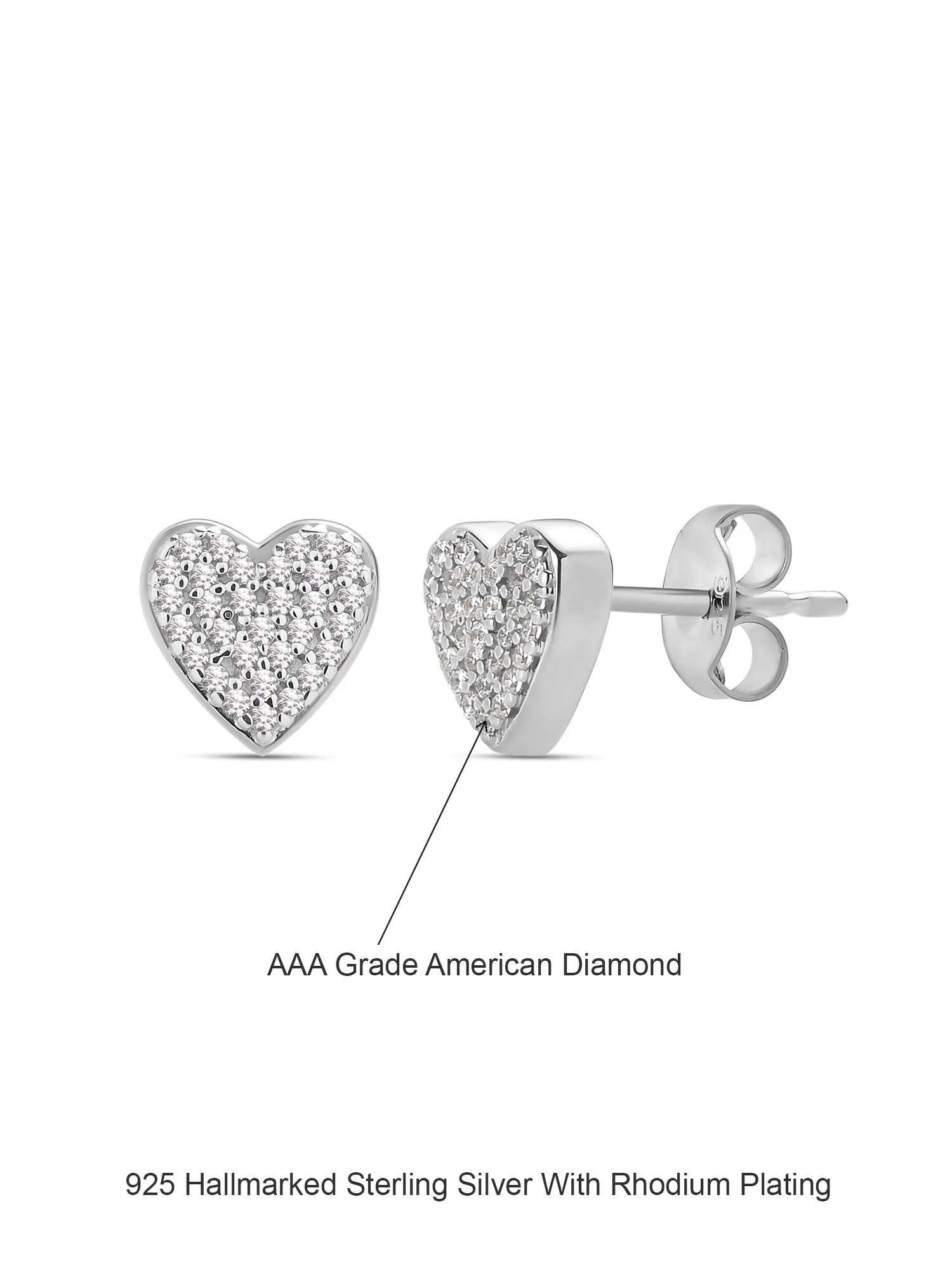 Sparkling Hearts Earring Studs For Women