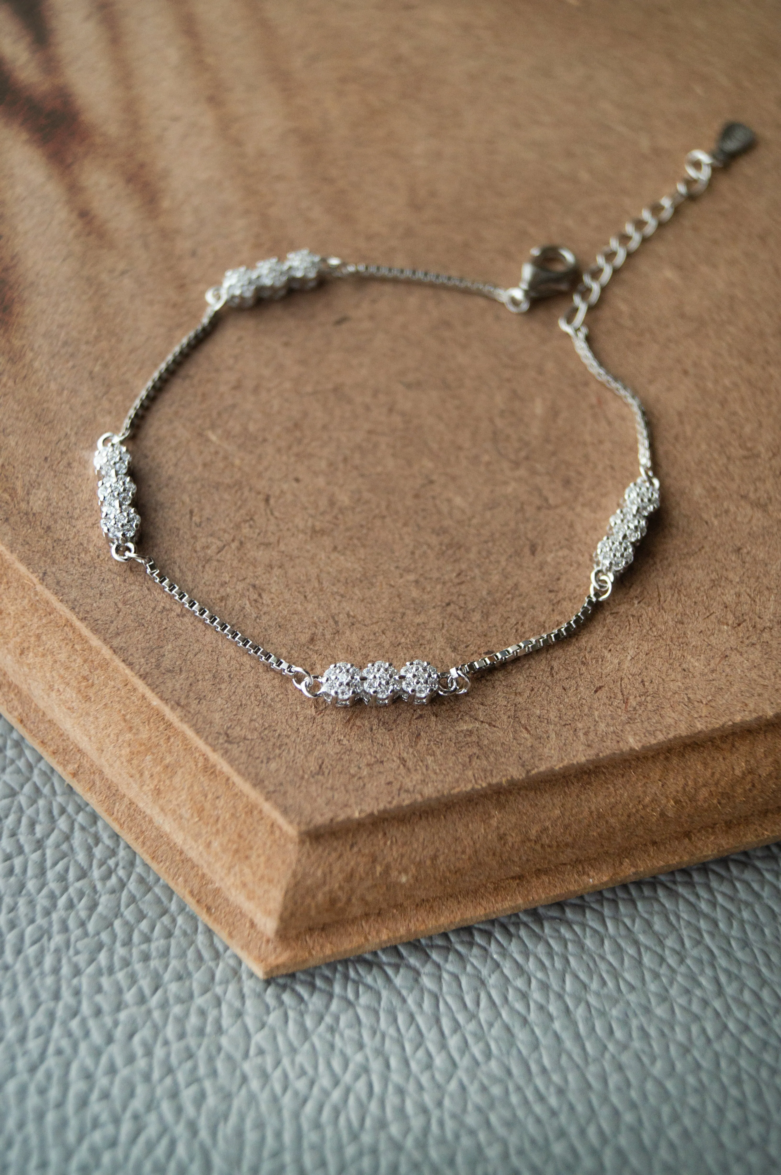 Sparkling Station Sterling Silver Chain Bracelet