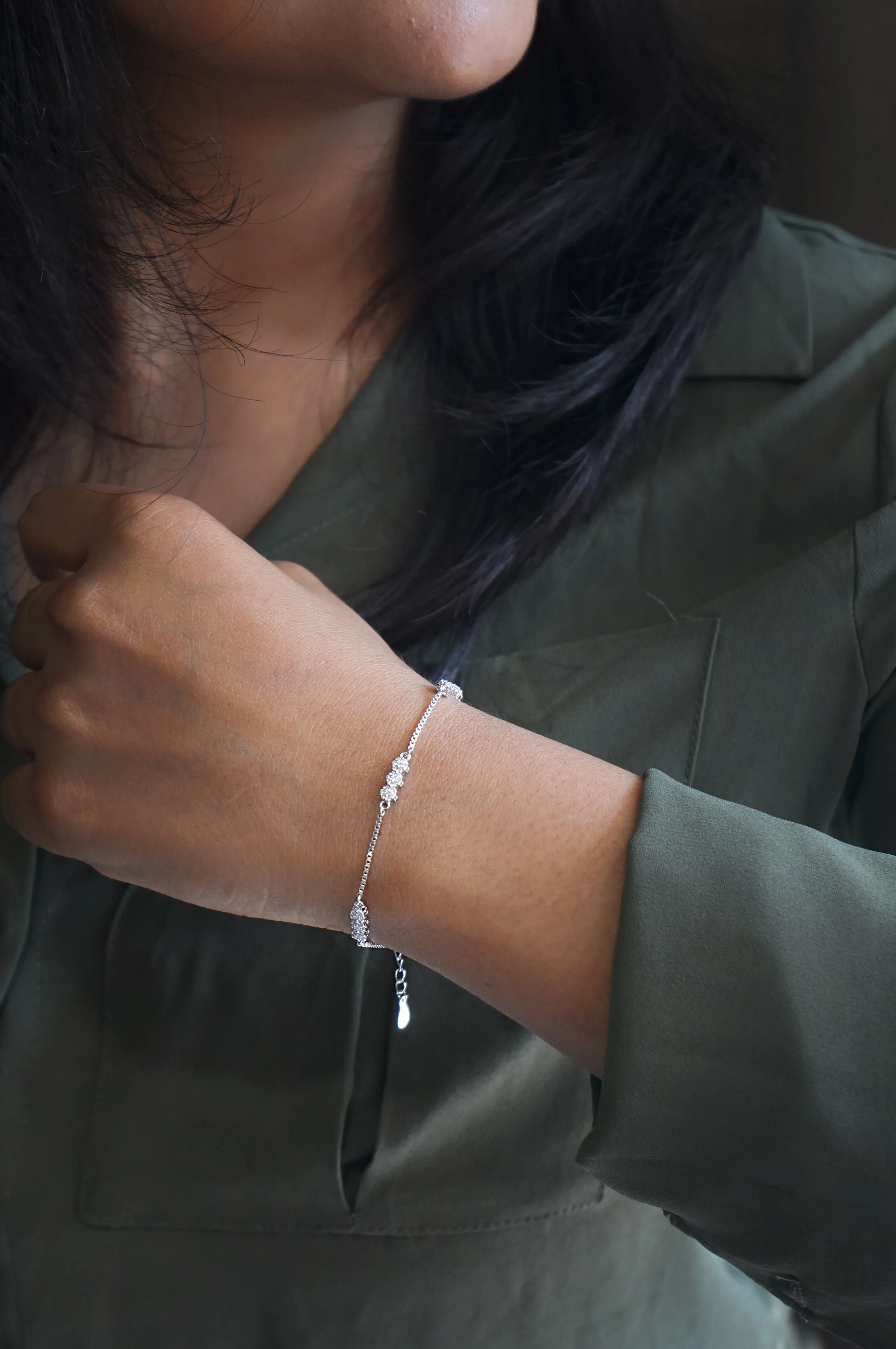 Sparkling Station Sterling Silver Chain Bracelet