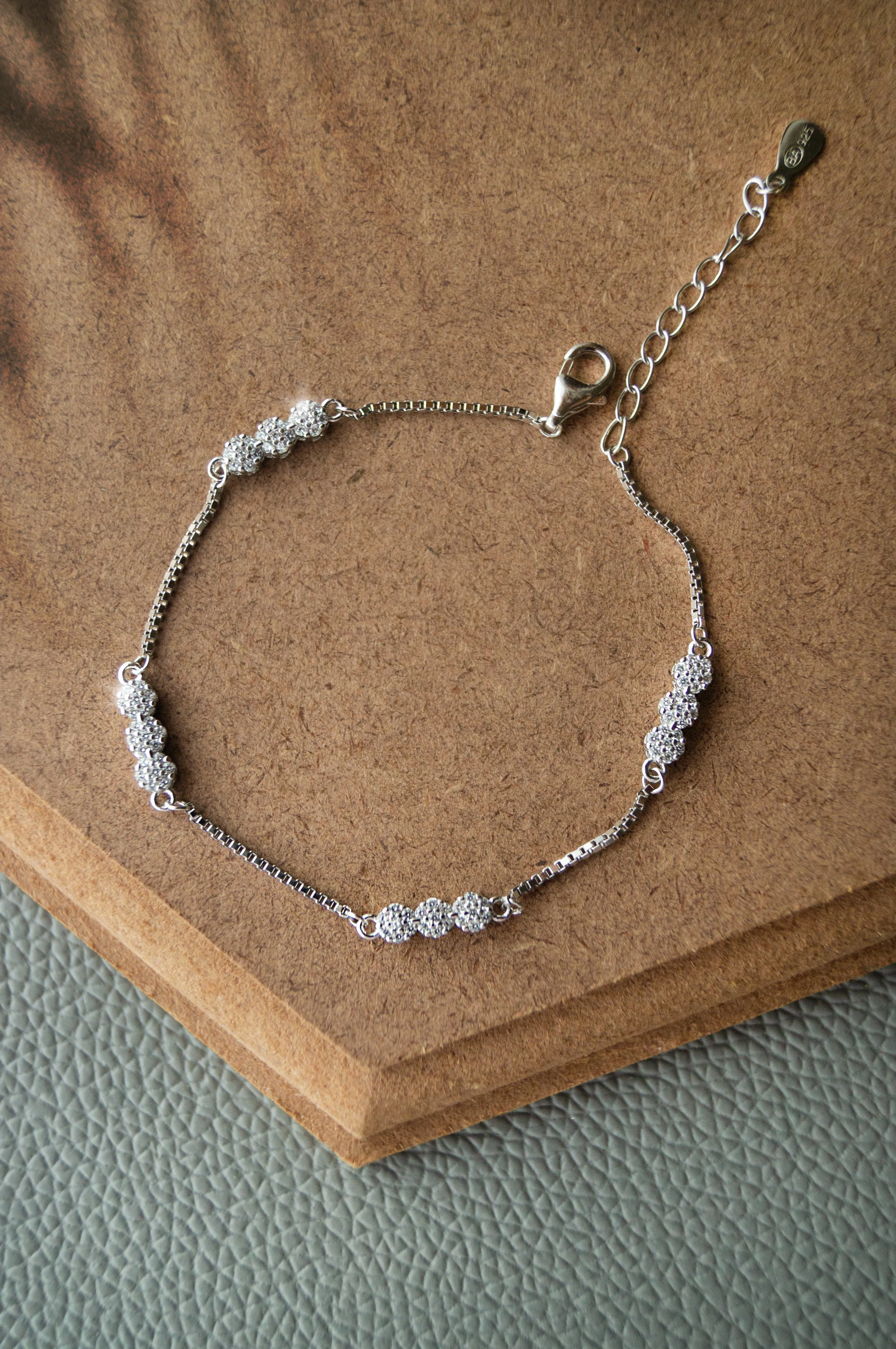 Sparkling Station Sterling Silver Chain Bracelet