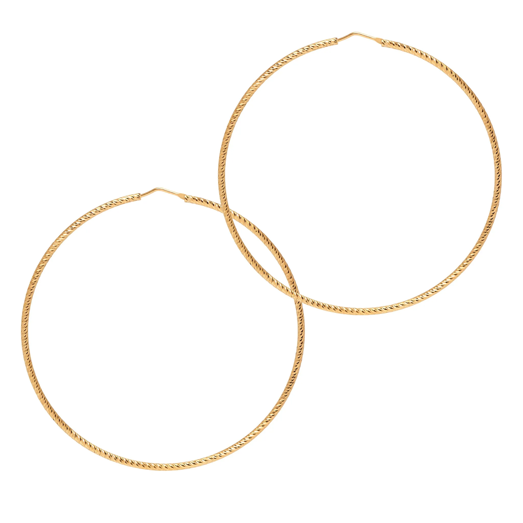 Sparkly, Diamond-Cut Roma Hoop Earring Collection: XL & XXL - Gold