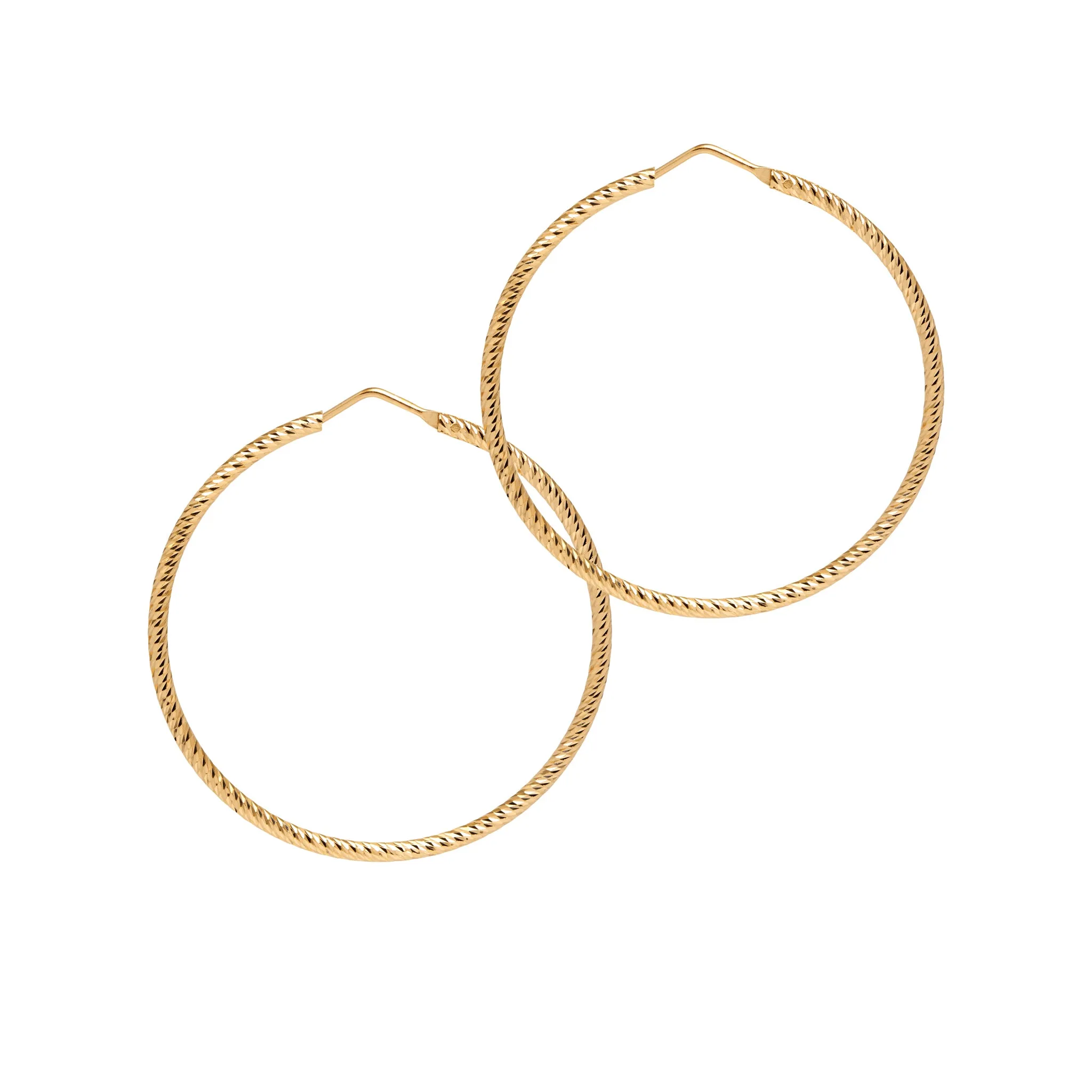 Sparkly Diamond-Cut Roma Hoop Earrings - Medium Gold