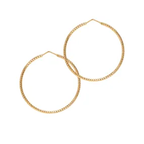 Sparkly Diamond-Cut Roma Hoop Earrings - Medium Gold