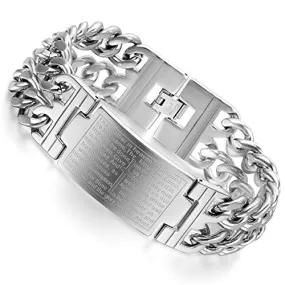 Stainless Steel ENGLISH Lord's Prayer Cross Link Bracelet 9