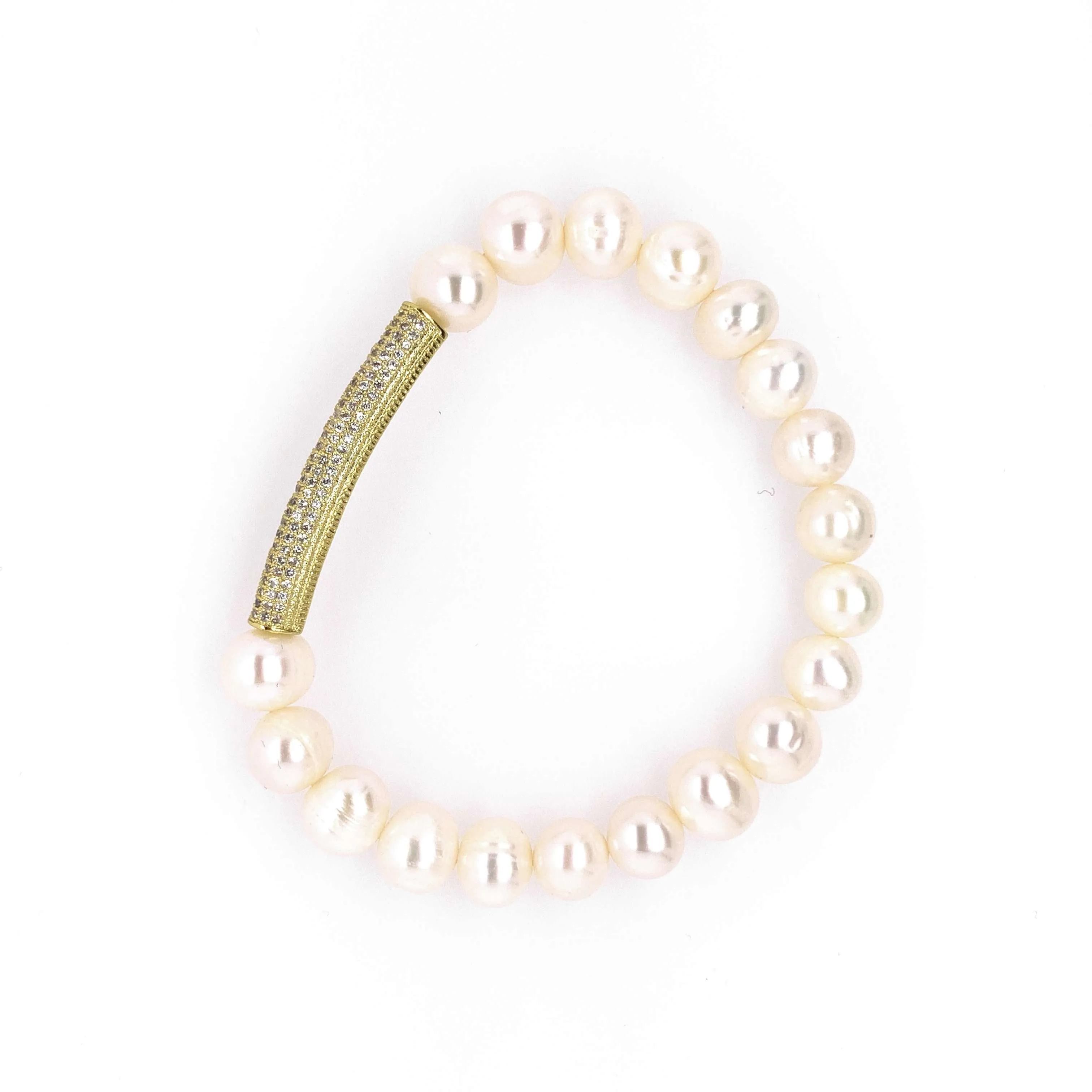 Stretch Pearl Bracelet with Pave Bar