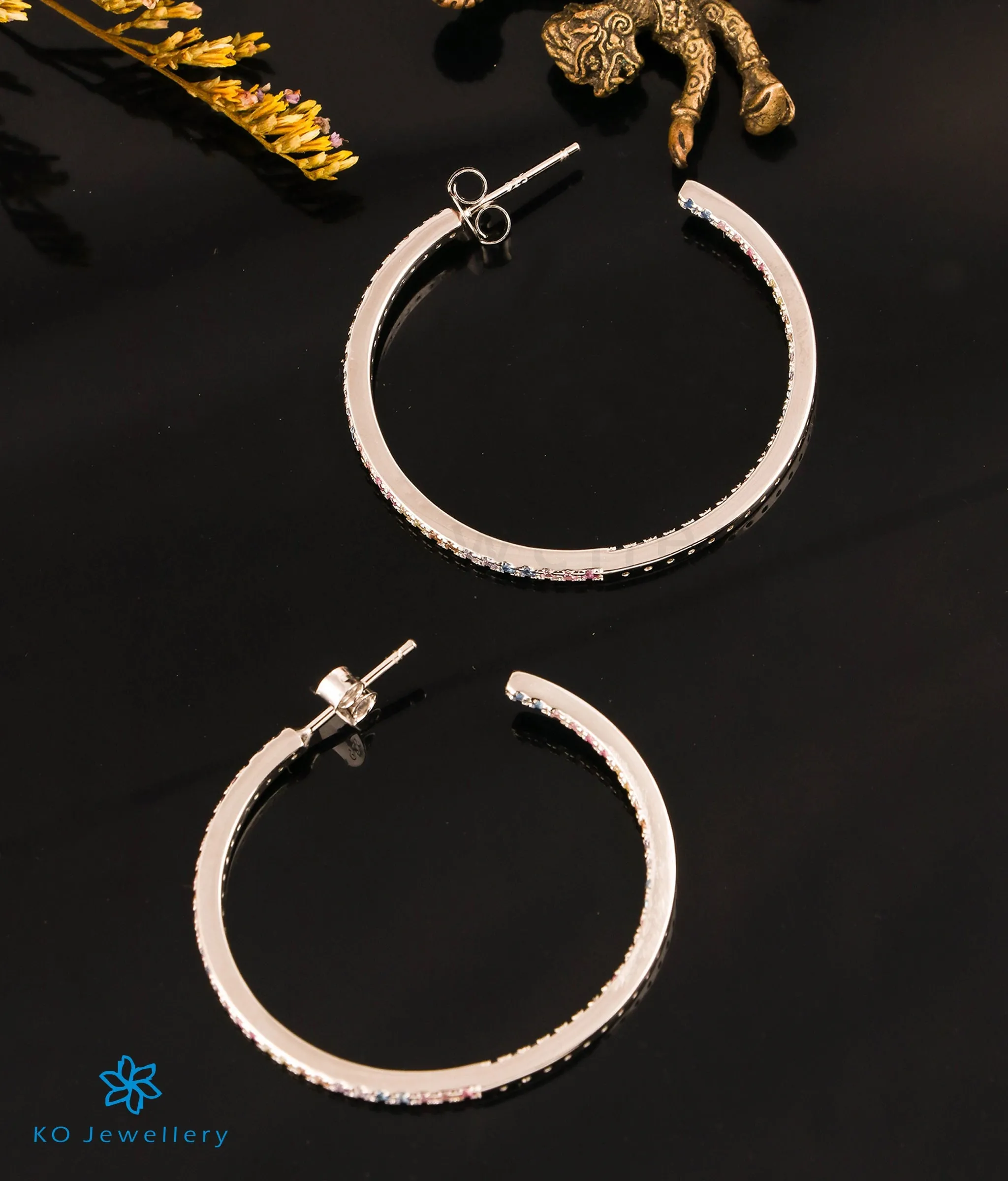 The Colour Sparkle Silver Hoops