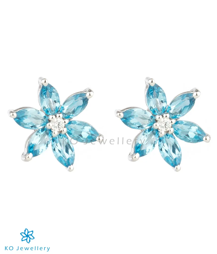 The Daffodils Silver Gemstone Ear-studs (Blue Topaz)