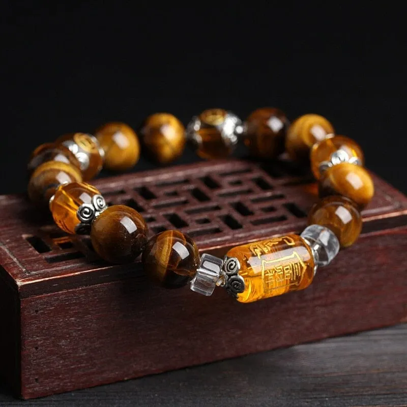 The God of Wealth Tiger Eye Stone Beads Bracelet