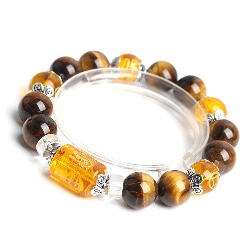 The God of Wealth Tiger Eye Stone Beads Bracelet