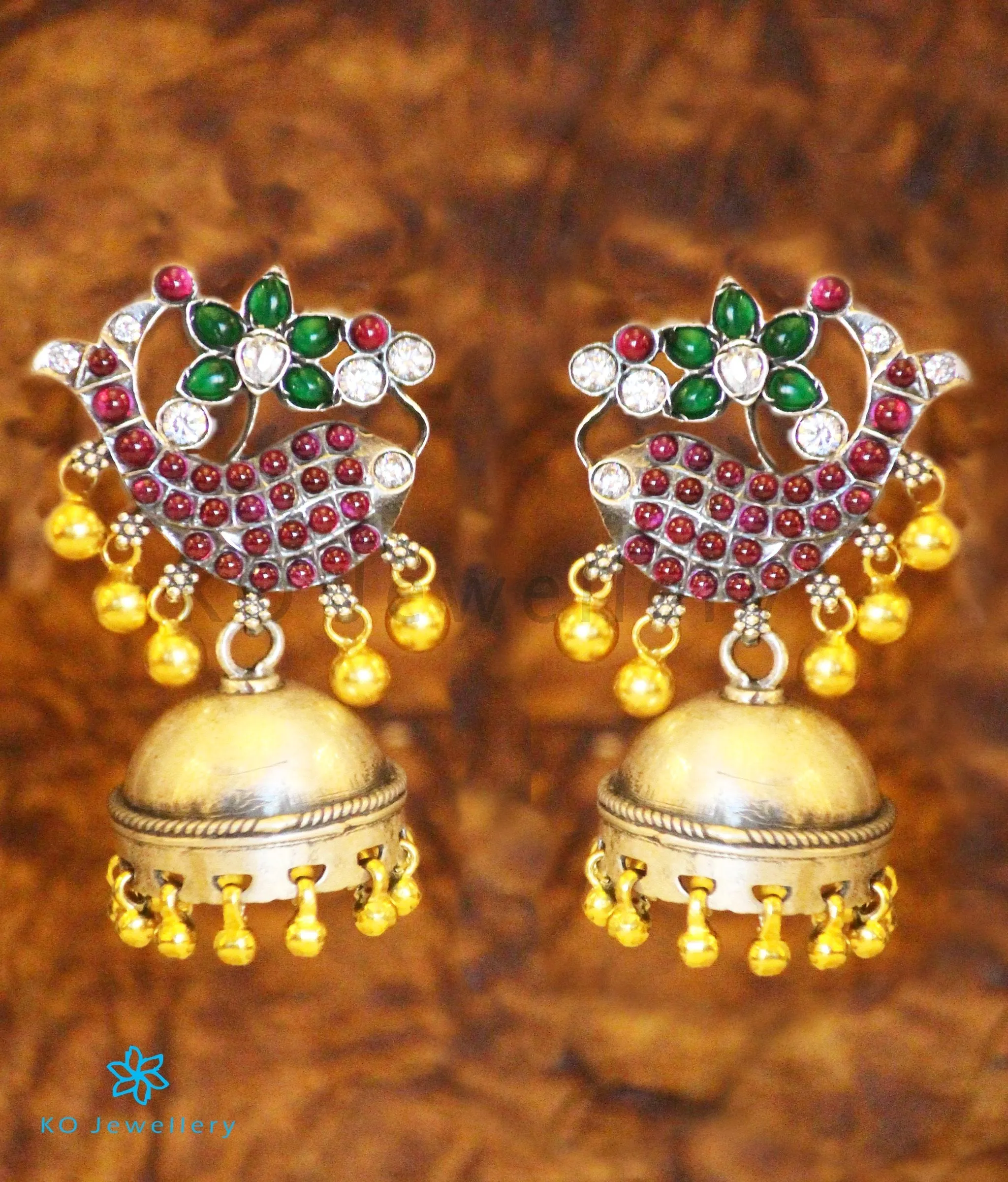 The Jalaja Silver Fish Jhumka (Two-tone)