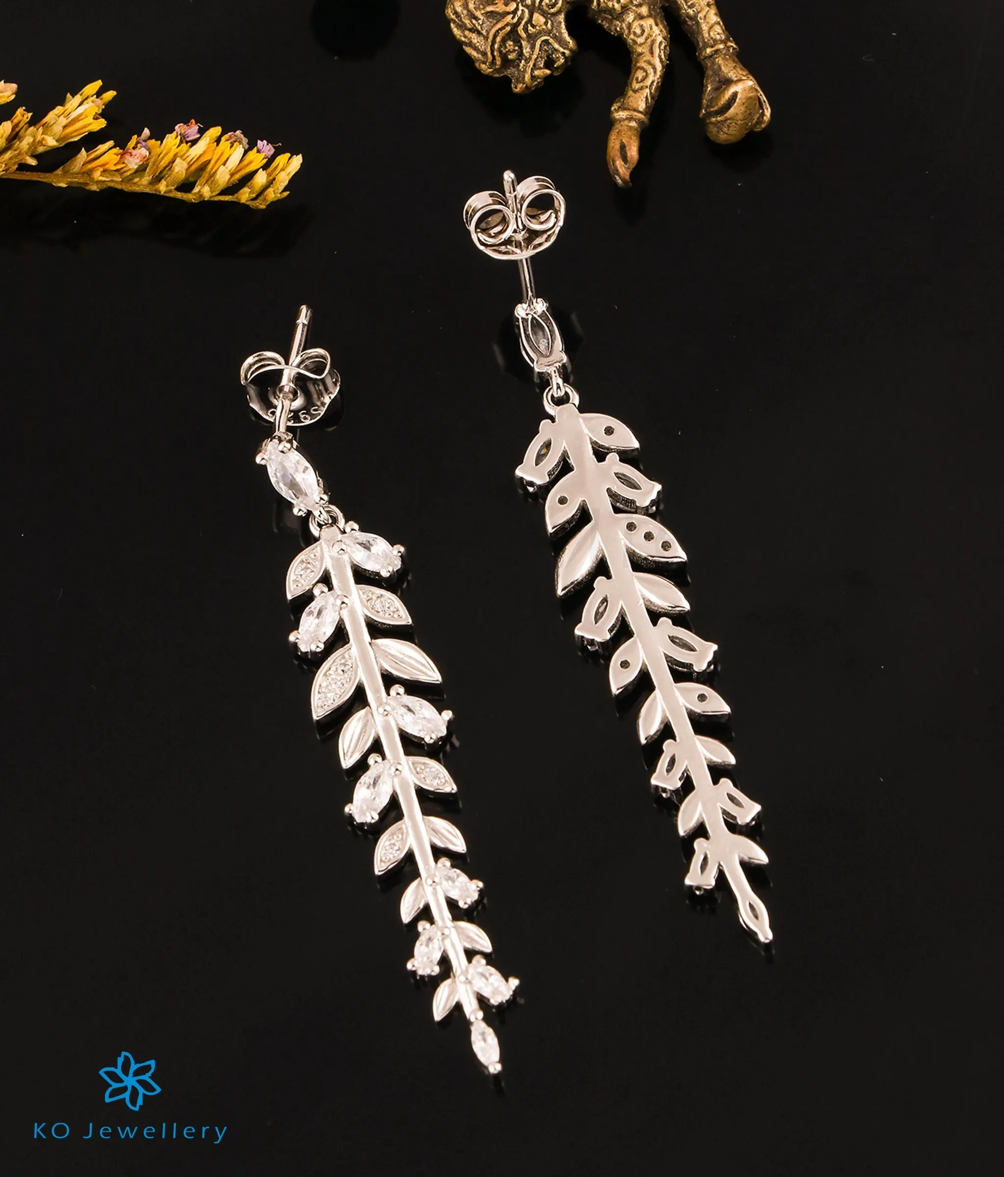 The Leafy Cocktail Silver Earrings