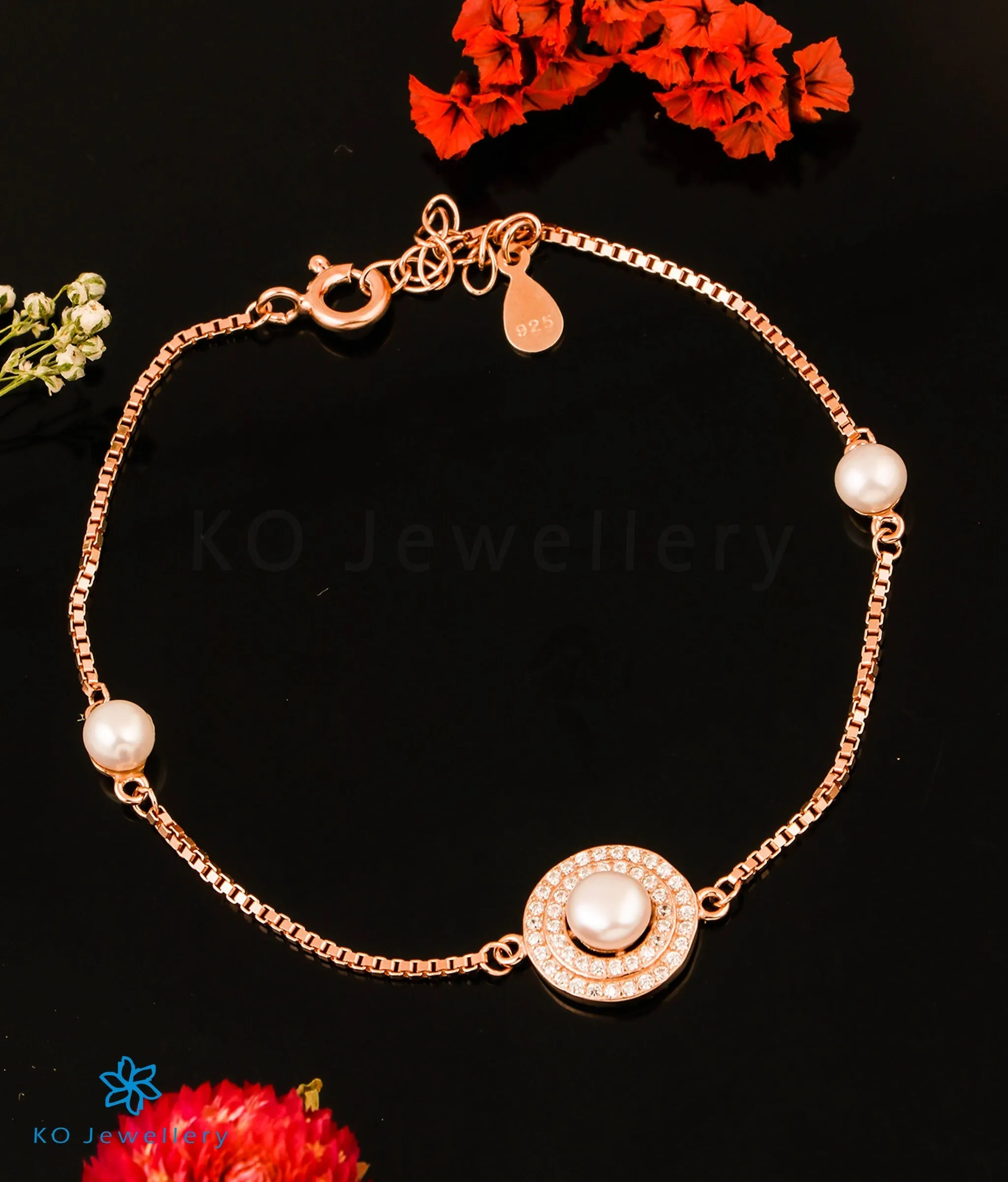 The Regal Pearl Silver Rose-gold Bracelet