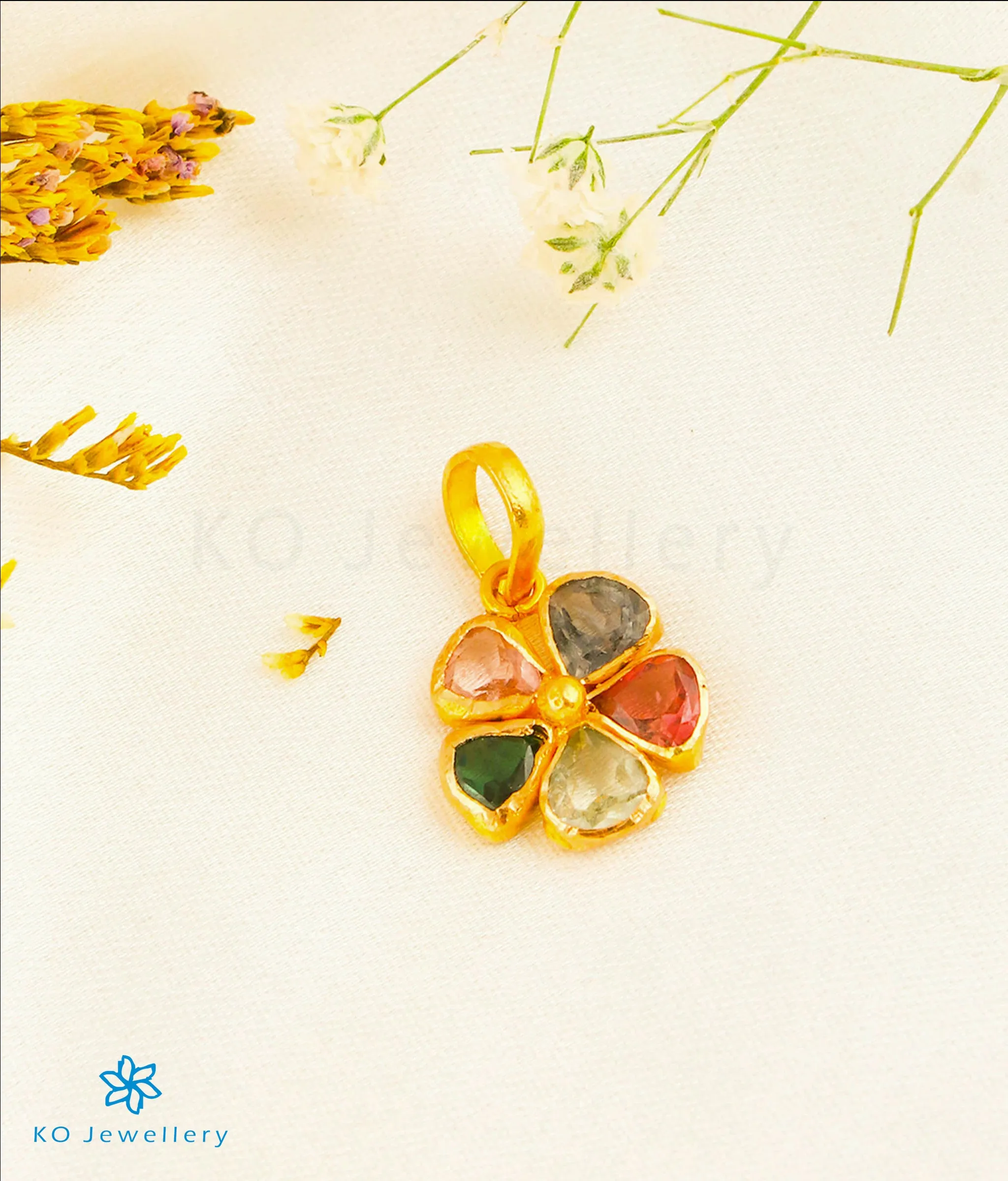 The Tourmaline Hearts Pendant & Earrings in 22 KT Gold