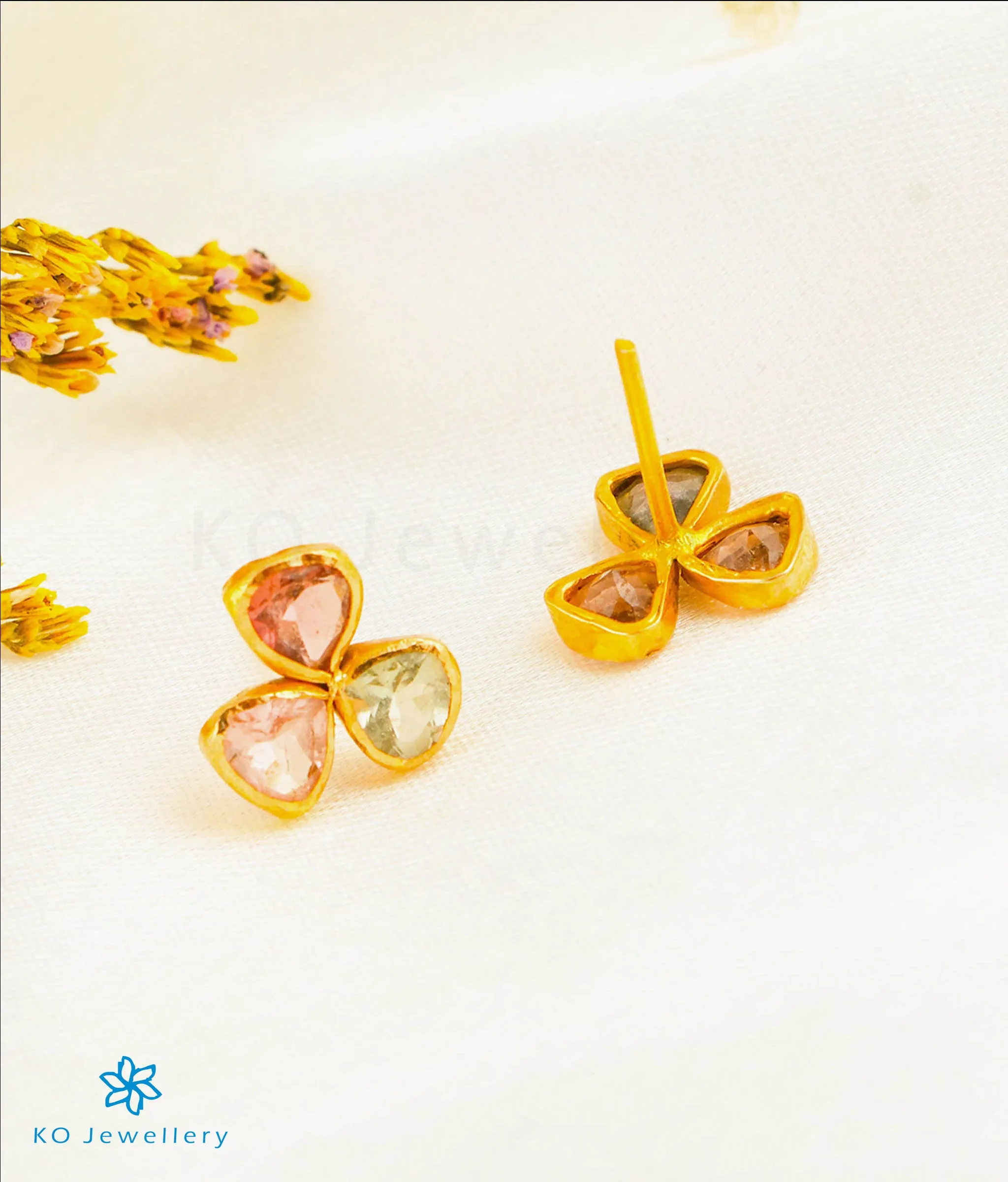 The Tourmaline Hearts Pendant & Earrings in 22 KT Gold