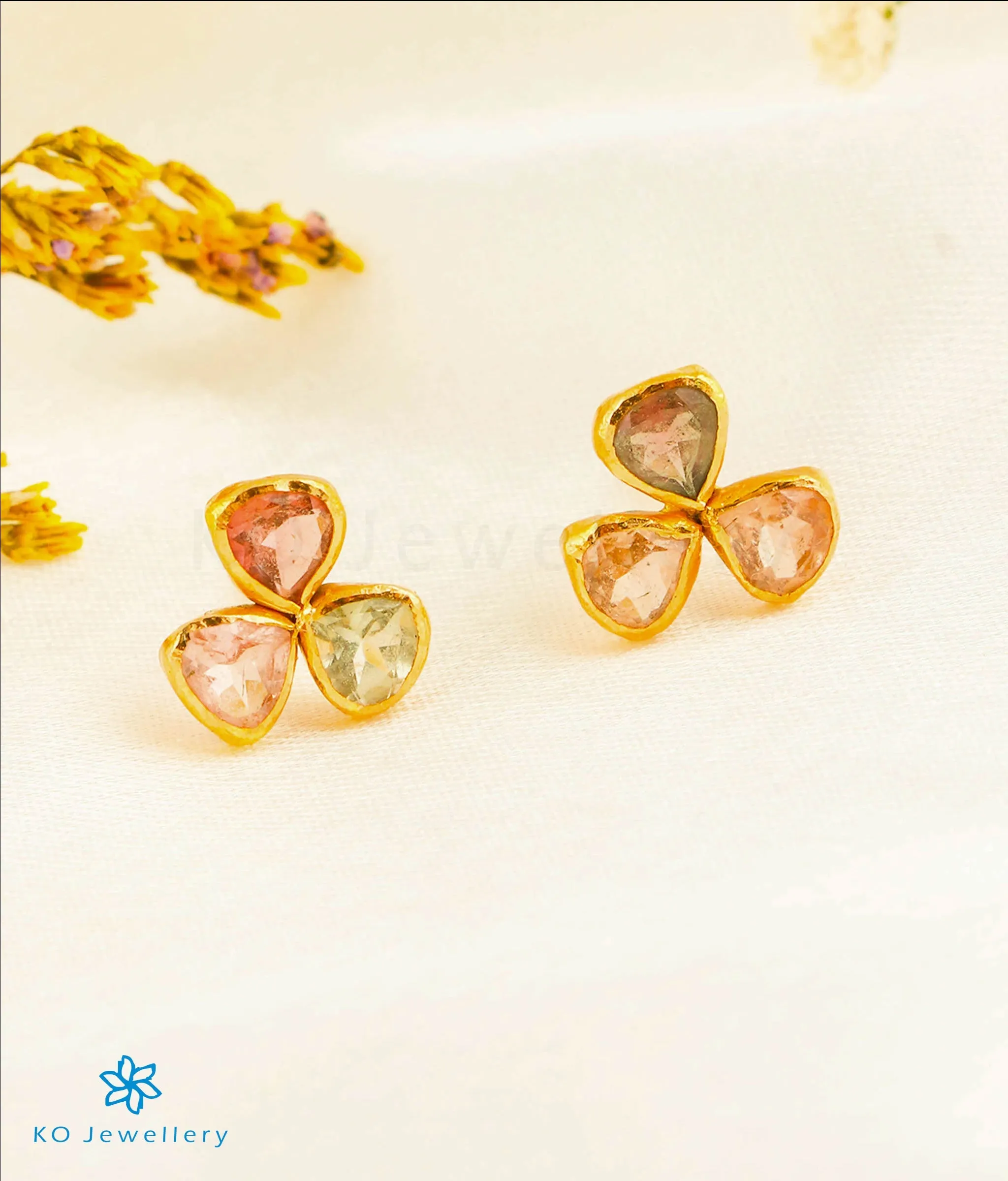 The Tourmaline Hearts Pendant, Earrings & Ring in 22 KT Gold