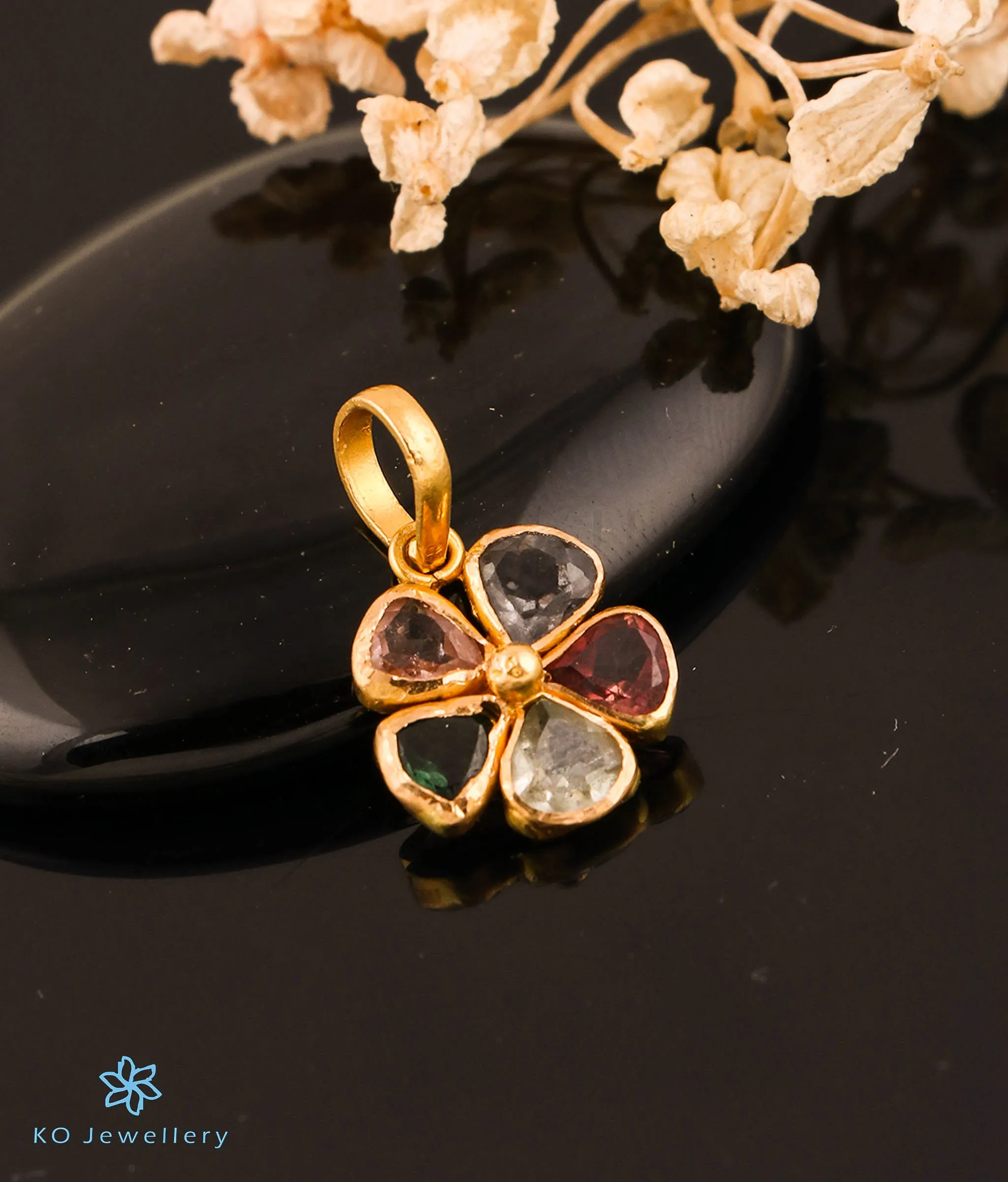 The Tourmaline Hearts Pendant, Earrings & Ring in 22 KT Gold