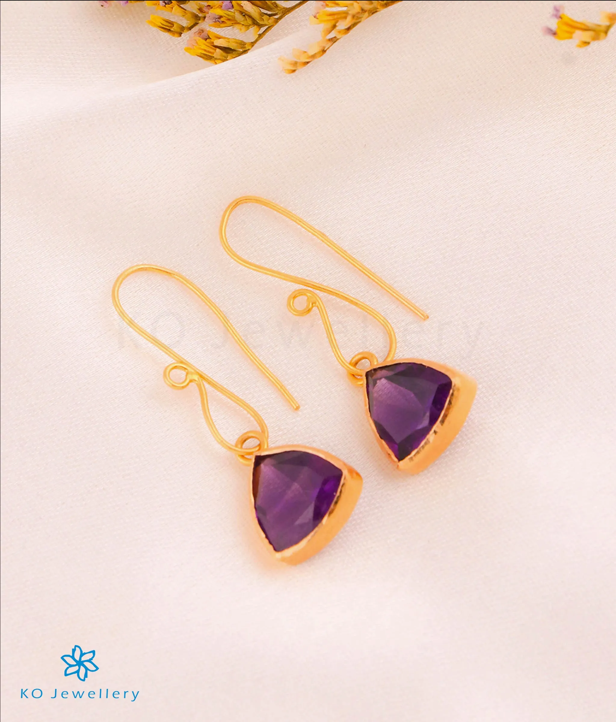 The Triad Amethyst Pendant & Earrings in 22 KT Gold