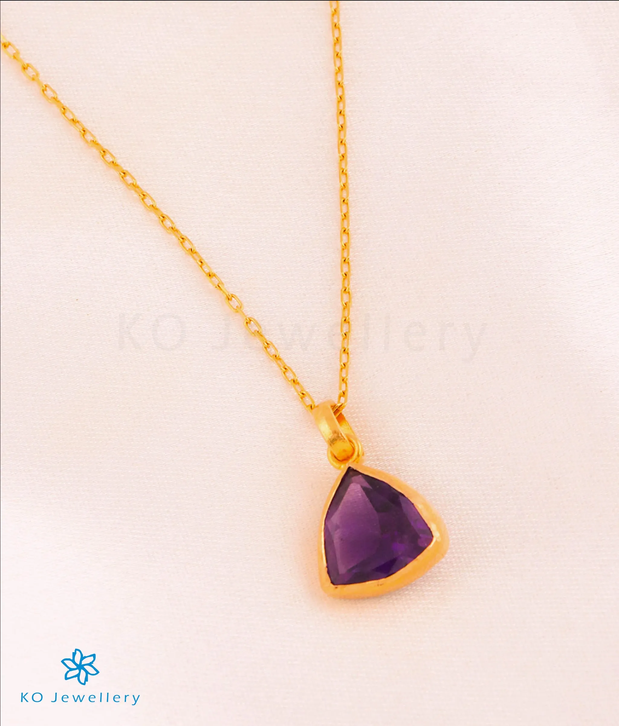 The Triad Amethyst Pendant & Earrings in 22 KT Gold