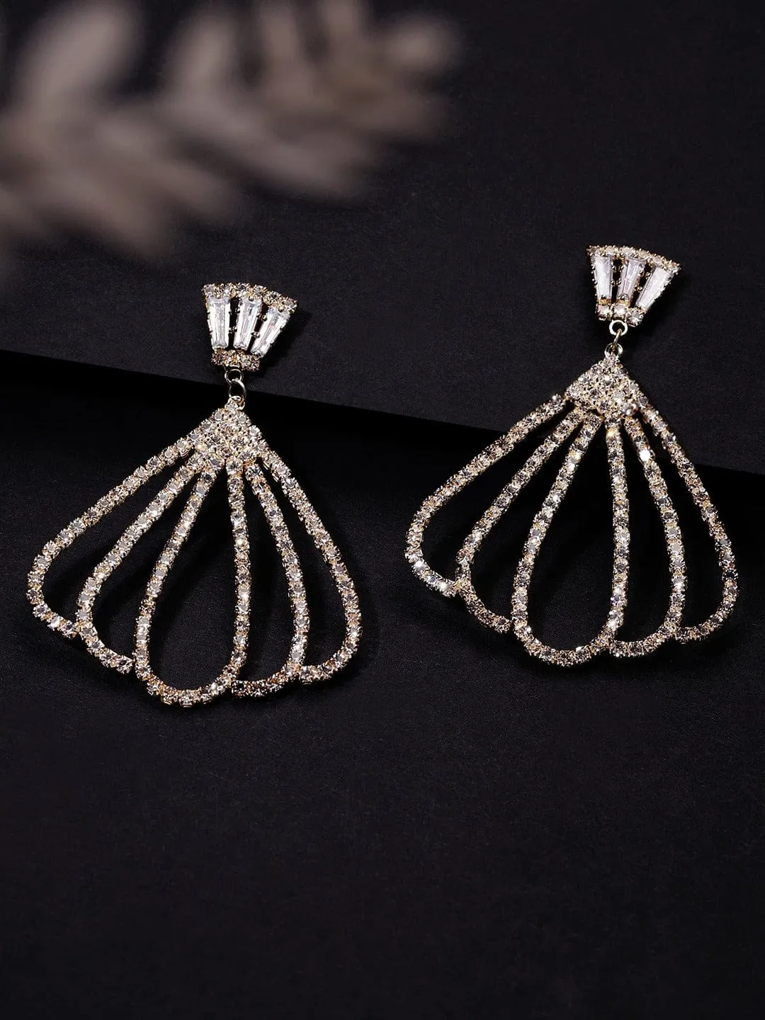 Tokyo Talkies x Rubans Fashion Accessories Gold Toned CZ Stone Drop Earrings