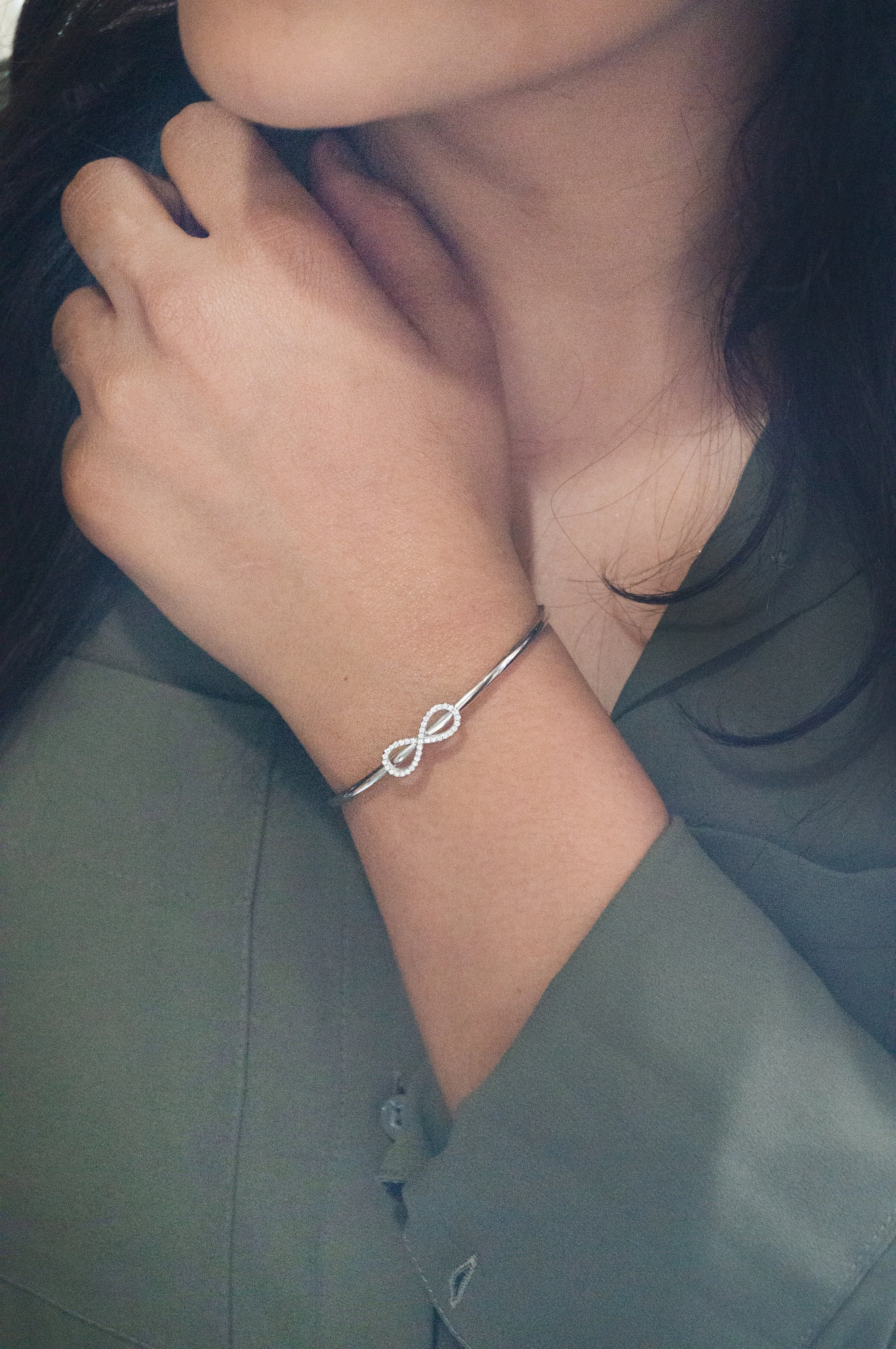 Trendy Infinity Sterling Silver Adjustable Bracelet