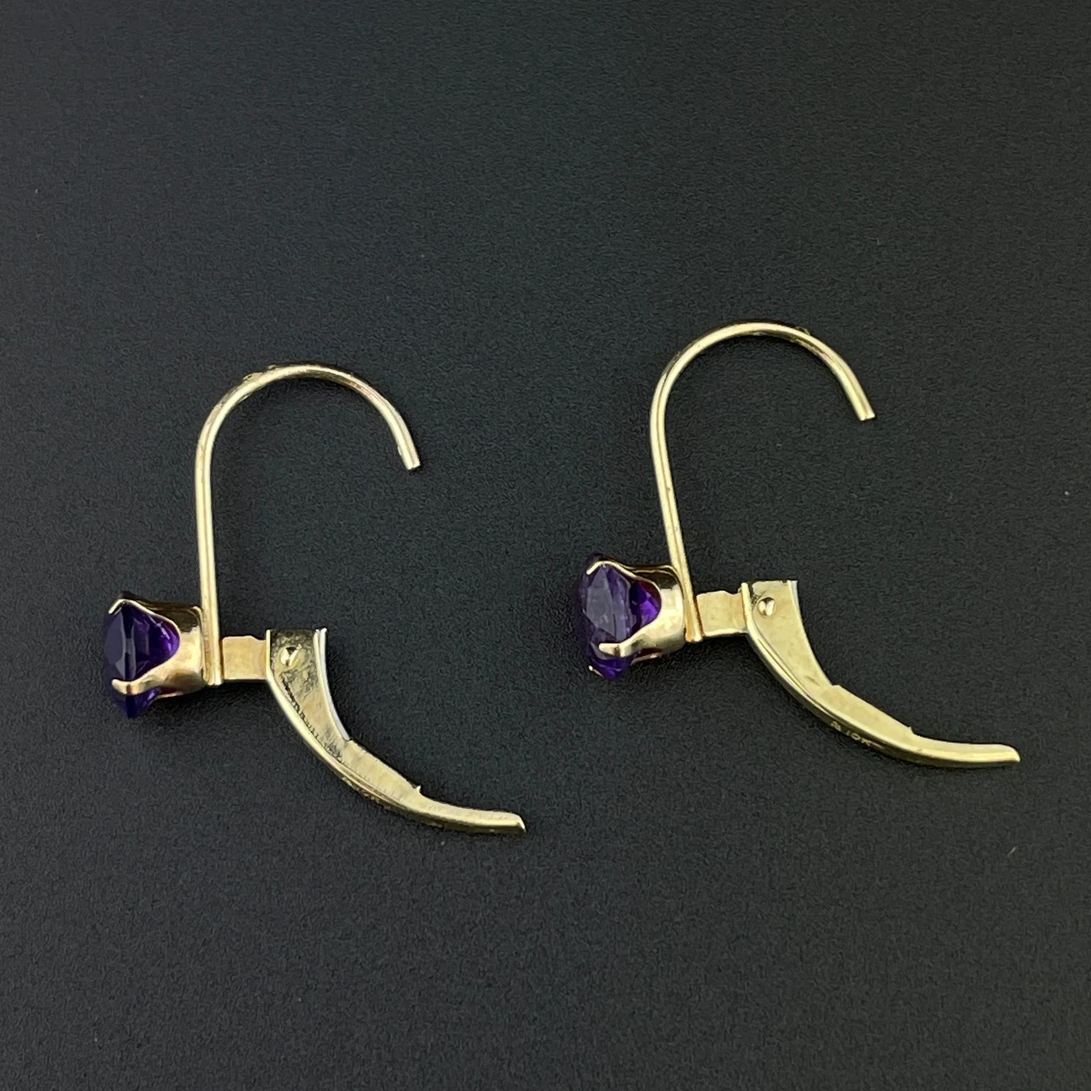 Vintage 10K Gold Amethyst Stud Earrings