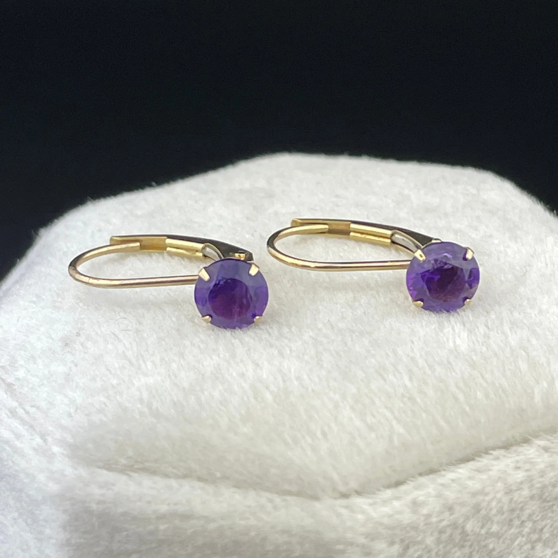 Vintage 10K Gold Amethyst Stud Earrings