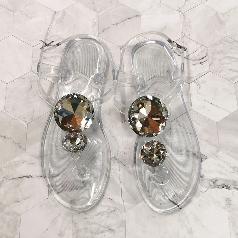 Women Transparent Crystal Rhinestone Design Sandals