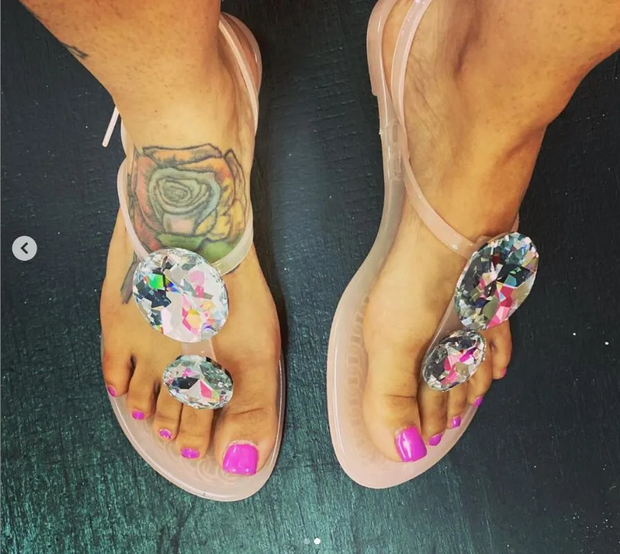 Women Transparent Crystal Rhinestone Design Sandals